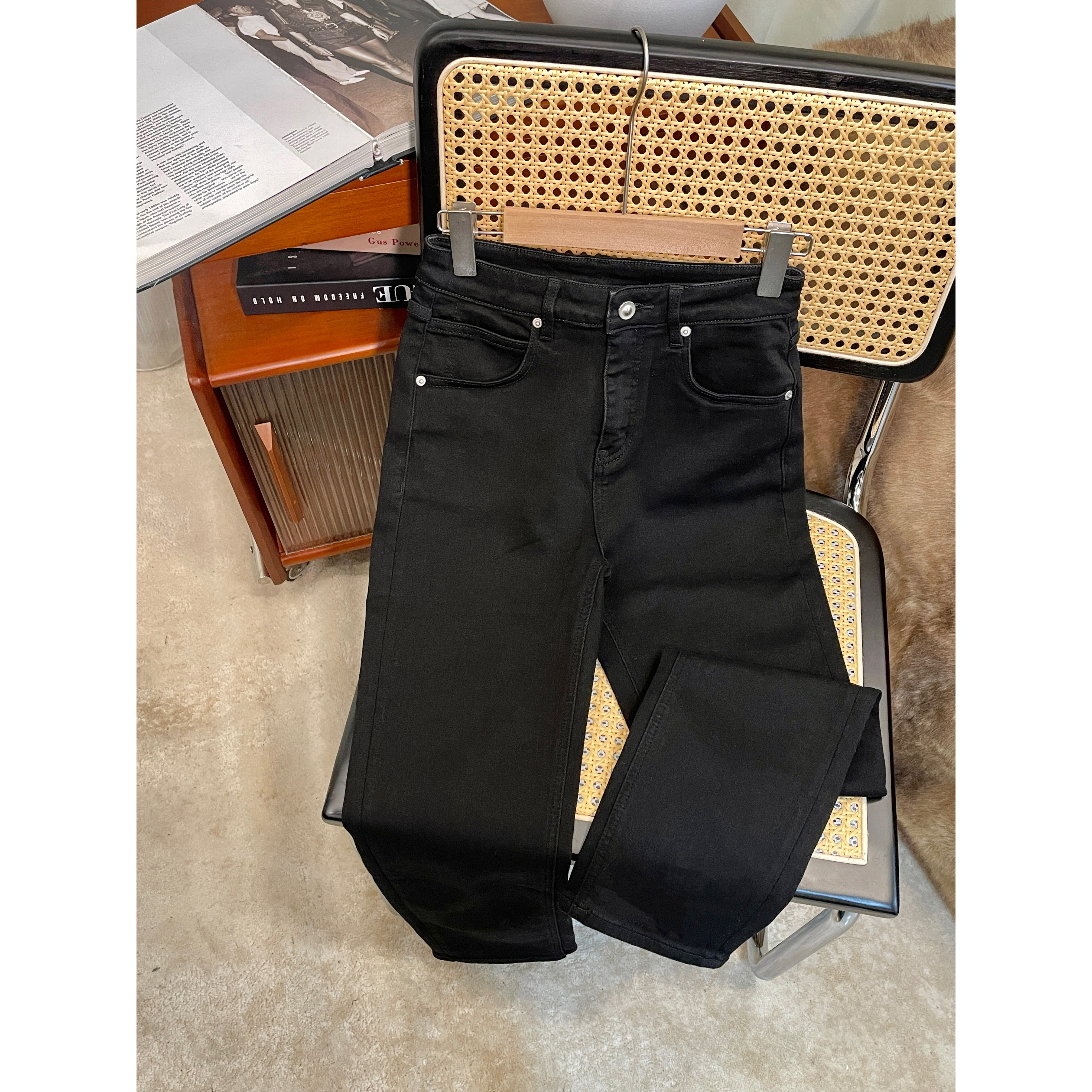 直筒烟管裤高腰显瘦新款百搭牛仔裤6830