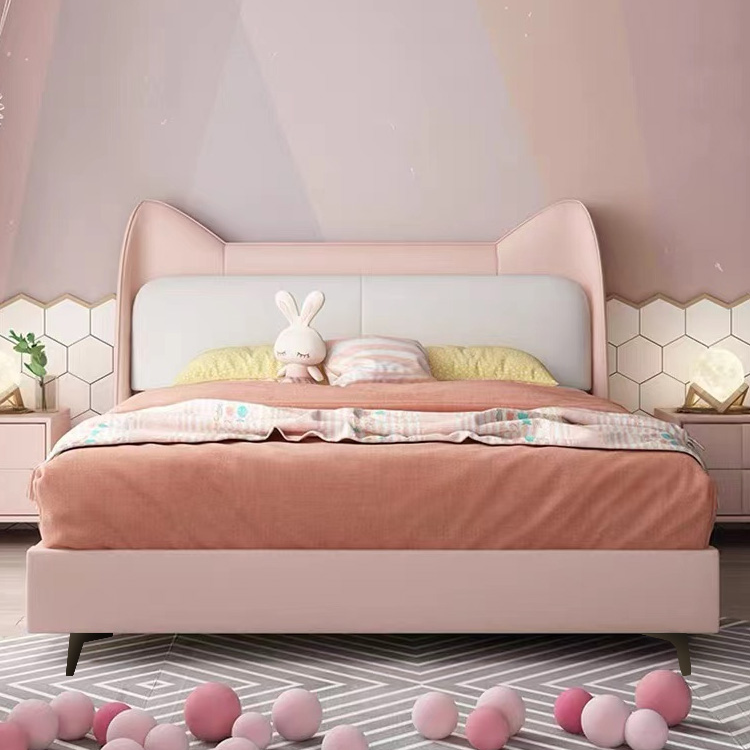 【漪家寝具】猫耳朵 现代简约北欧法式儿童床女孩男孩小户型床软包