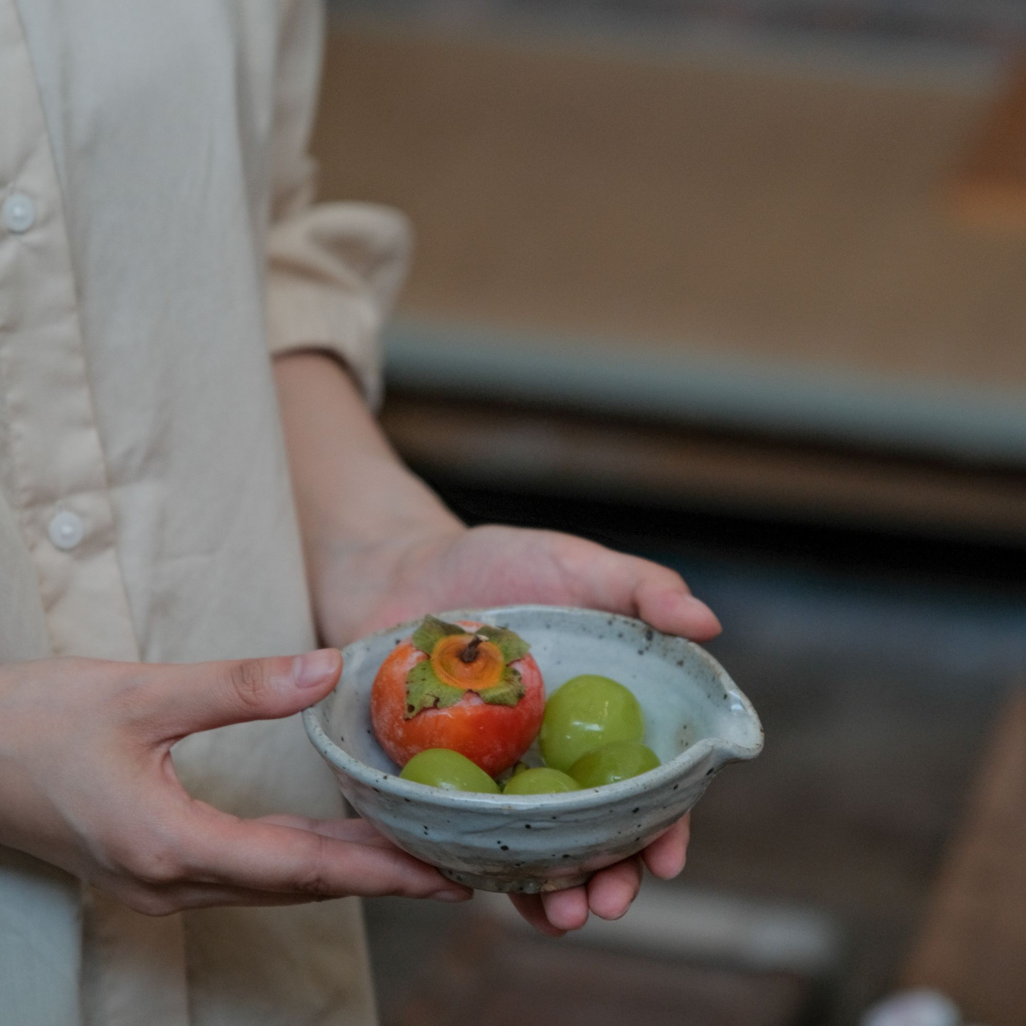 粉色鹿斑敞口碗（ 容量150ml，高4.7cm，直径12cm）