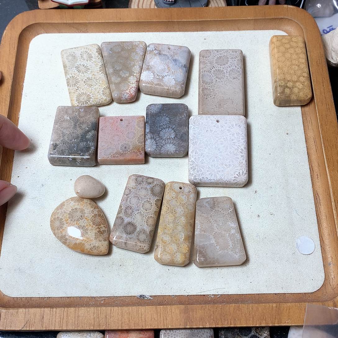 硅化珊瑚（珊瑚玉）颈饰未镶嵌盏*