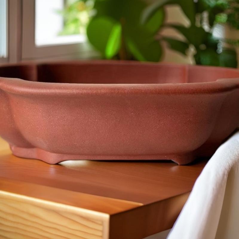 手工精品海棠紫砂盆透气花盆家用室内花盆清仓捡漏大号盆景专用