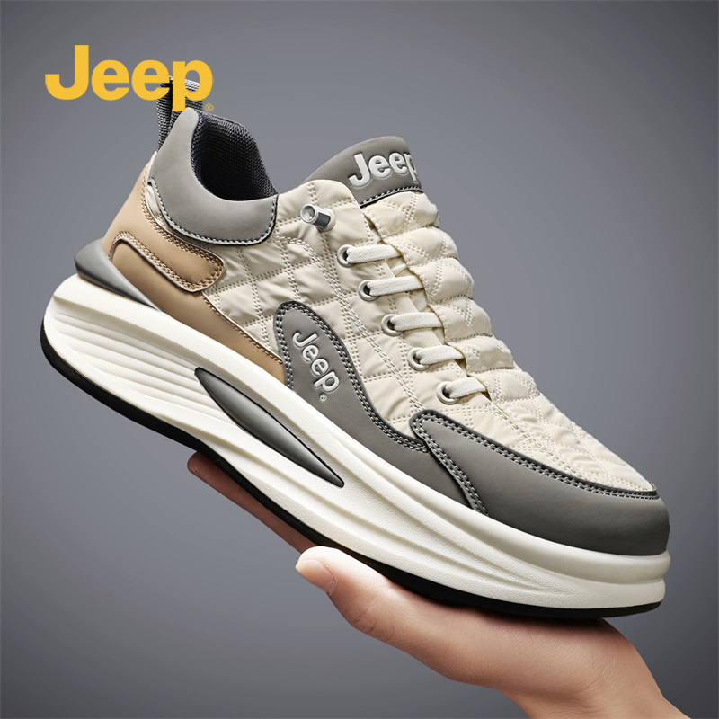 jeep吉普休闲鞋冬季新款户外登山运动鞋厚底皮面防滑耐磨工装鞋男