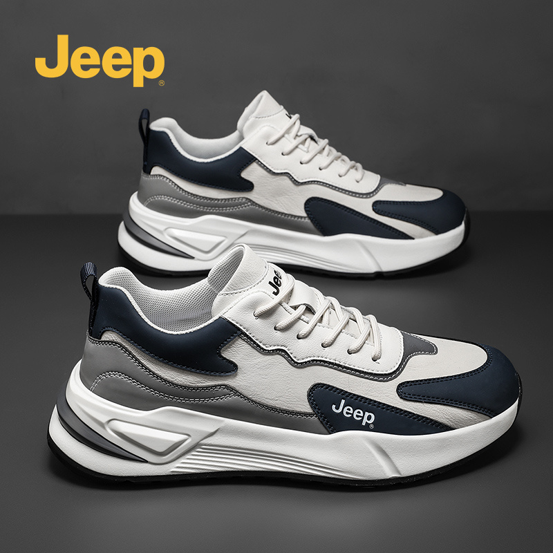 Jeep吉普男鞋2026新款春季男款软底皮面运动鞋男士增高跑步休闲鞋商品图