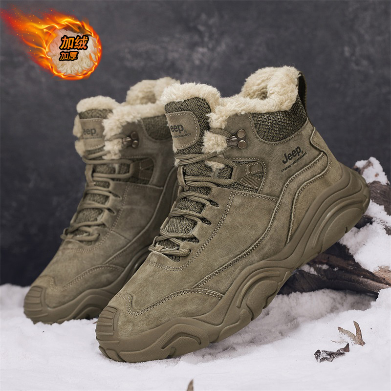 jeep吉普高帮鞋男冬季保暖运动棉鞋男加绒加厚户外冬天东北雪地靴