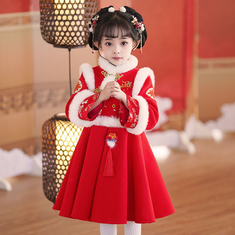 拜年服女童冬季儿童汉服冬款过年服装唐装喜庆新服秋冬p3