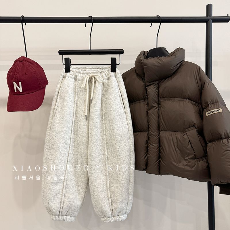 儿童加绒裤子男女童加厚运动裤宝宝羊羔绒卫裤秋冬装新款保暖裤p3