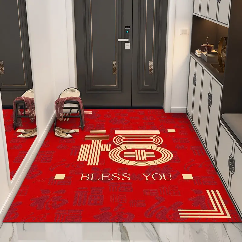 红色喜庆进门口地垫脚垫脚踏垫玄关入户门垫地毯厕所浴室垫子定制