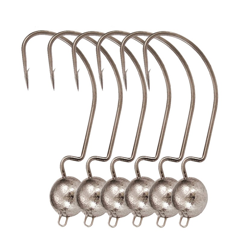 SGYAO防挂底垂钓钩子路亚软饵银色铅头曲柄钩原色铅头钩软饵鱼钩