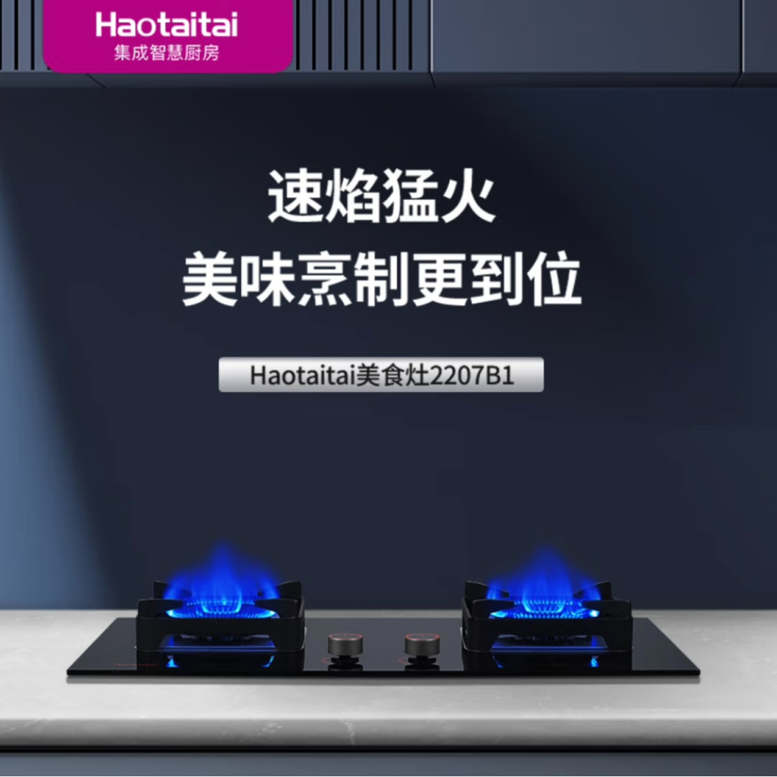 haotaitai家用燃气灶具JZT-2207B1 黑色防爆钢化玻璃面板 5.0kW