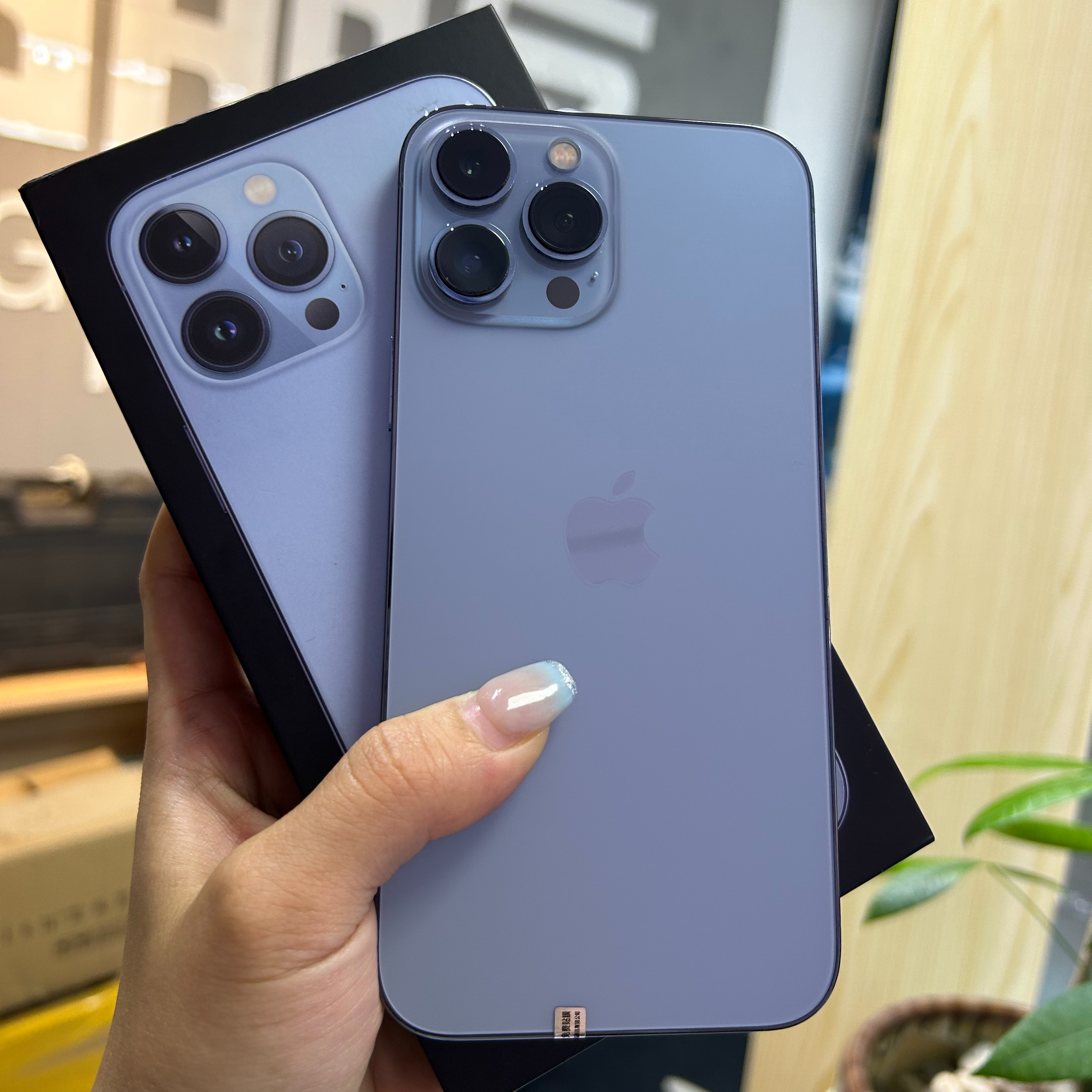 95新  二手苹果手机 苹果13PM 国行双卡 256G 蓝色 无拆机