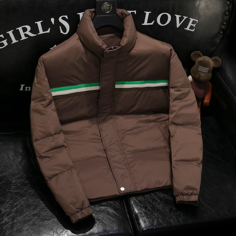 欧货高端羽绒服男潮牌冬季潮流拼接立领白鸭绒外套男士保暖上衣服