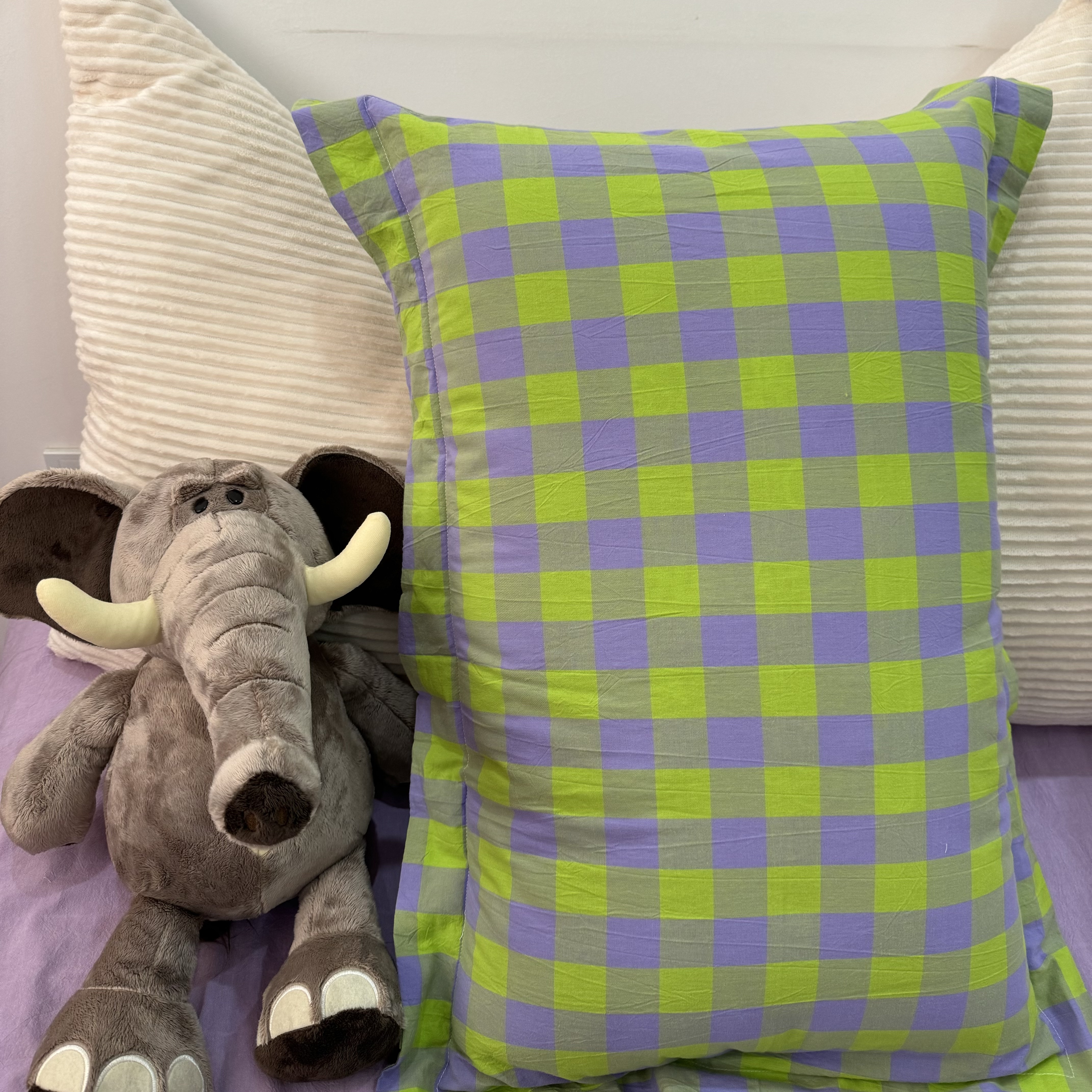 【宽边枕套】一对100%棉简约床上宿舍格子学生多种颜色全棉枕套