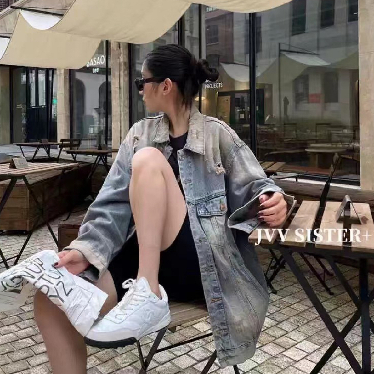 欧货破洞牛仔外套