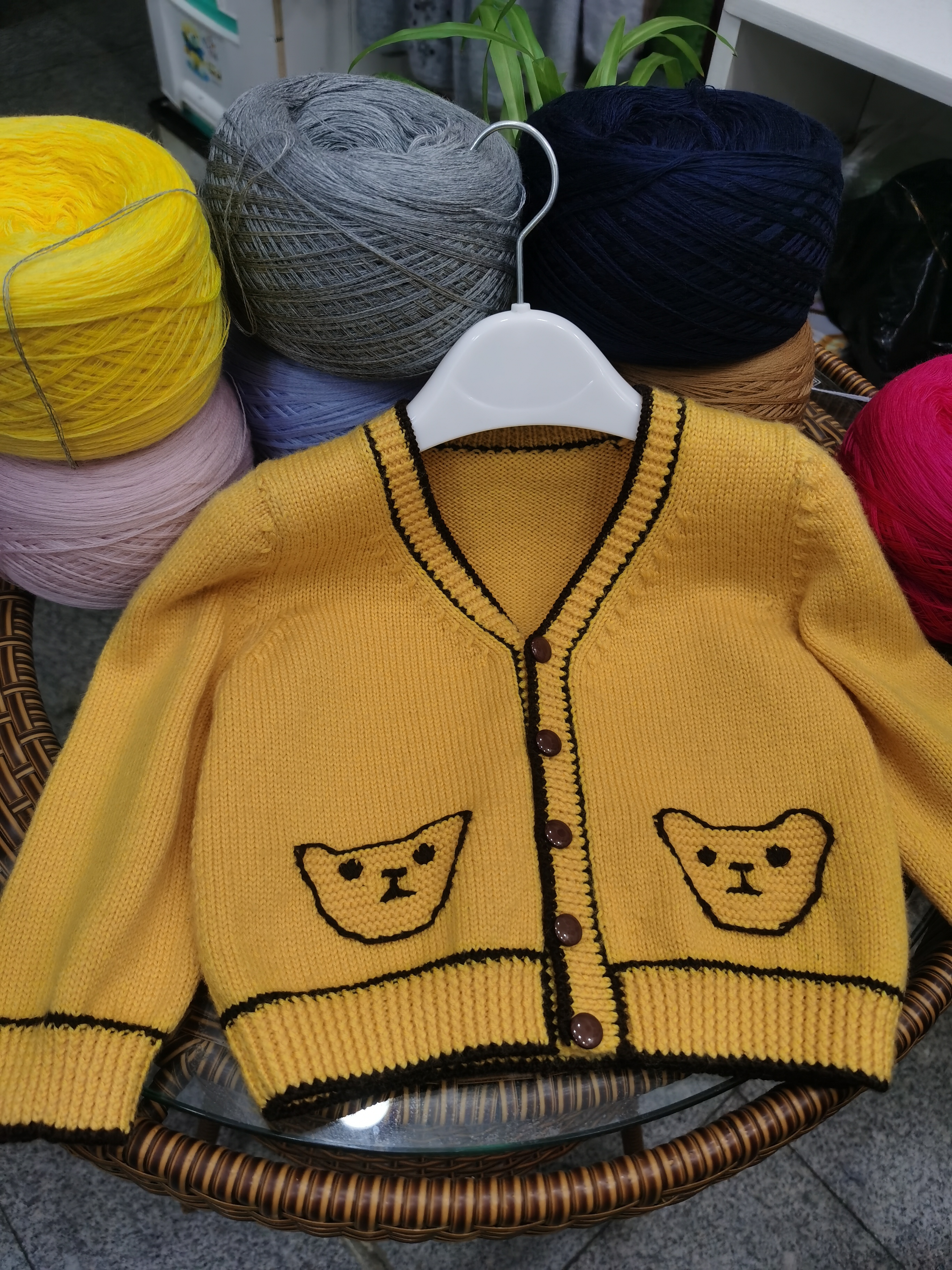 毛线材料包 美丽诺进口羊羔毛 黄色开衫款可以换颜色30/2童装