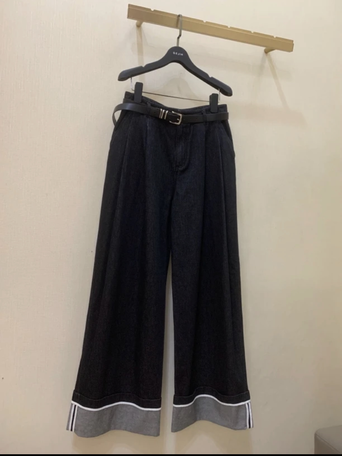 歌锦GEJIN时髦翻边黑牛仔9332431226