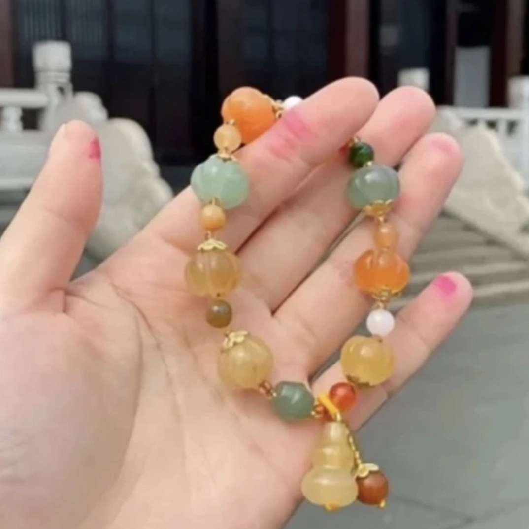 非金属布艺手链 【杭州发货】金丝南瓜手串时尚单圈