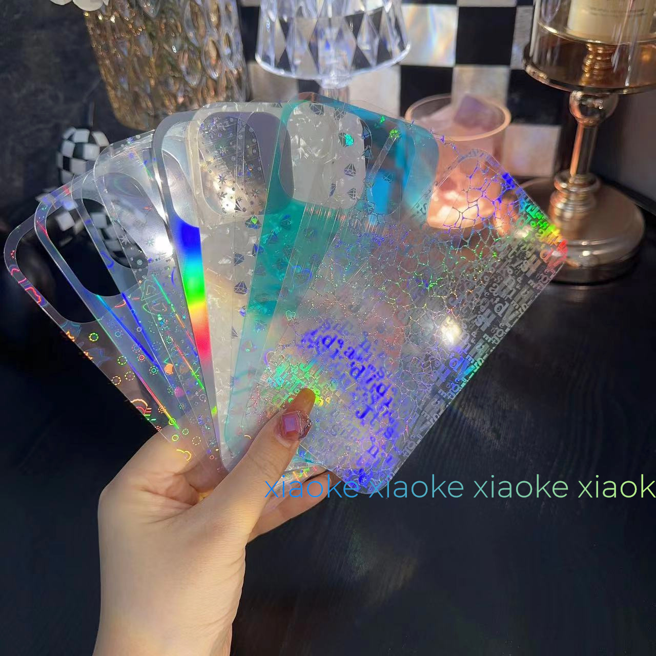 Q 【卡纸】闪粉适用苹果15透明手机壳炫彩13简约14镭射星星爱心12