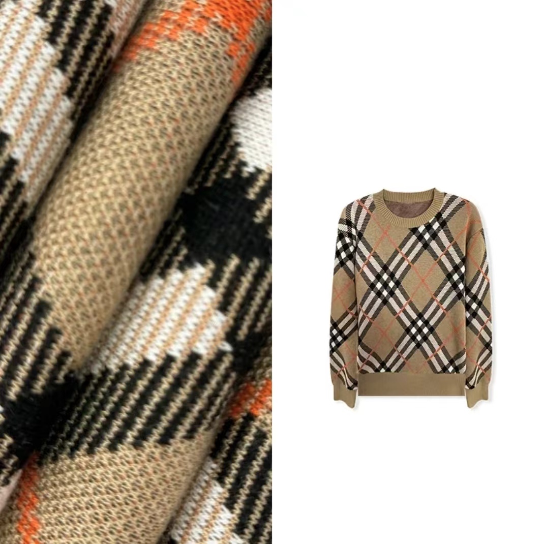 2025 新款设计做旧菱形格情侣款套头毛衣 W5006【防】