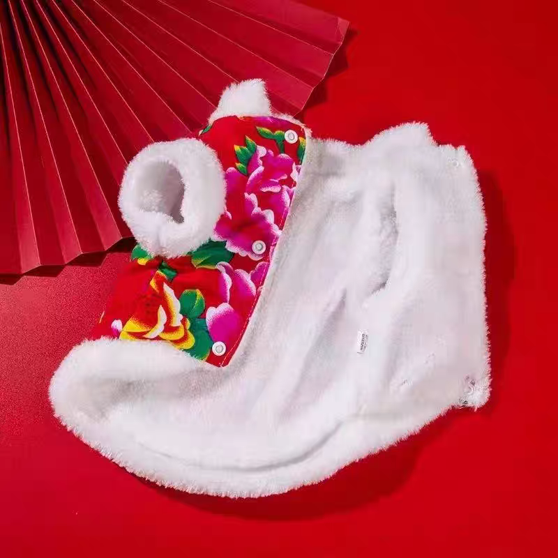 猫咪衣服秋冬款装小猫东北大花袄狗狗新年金渐层布偶宠物保暖唐装