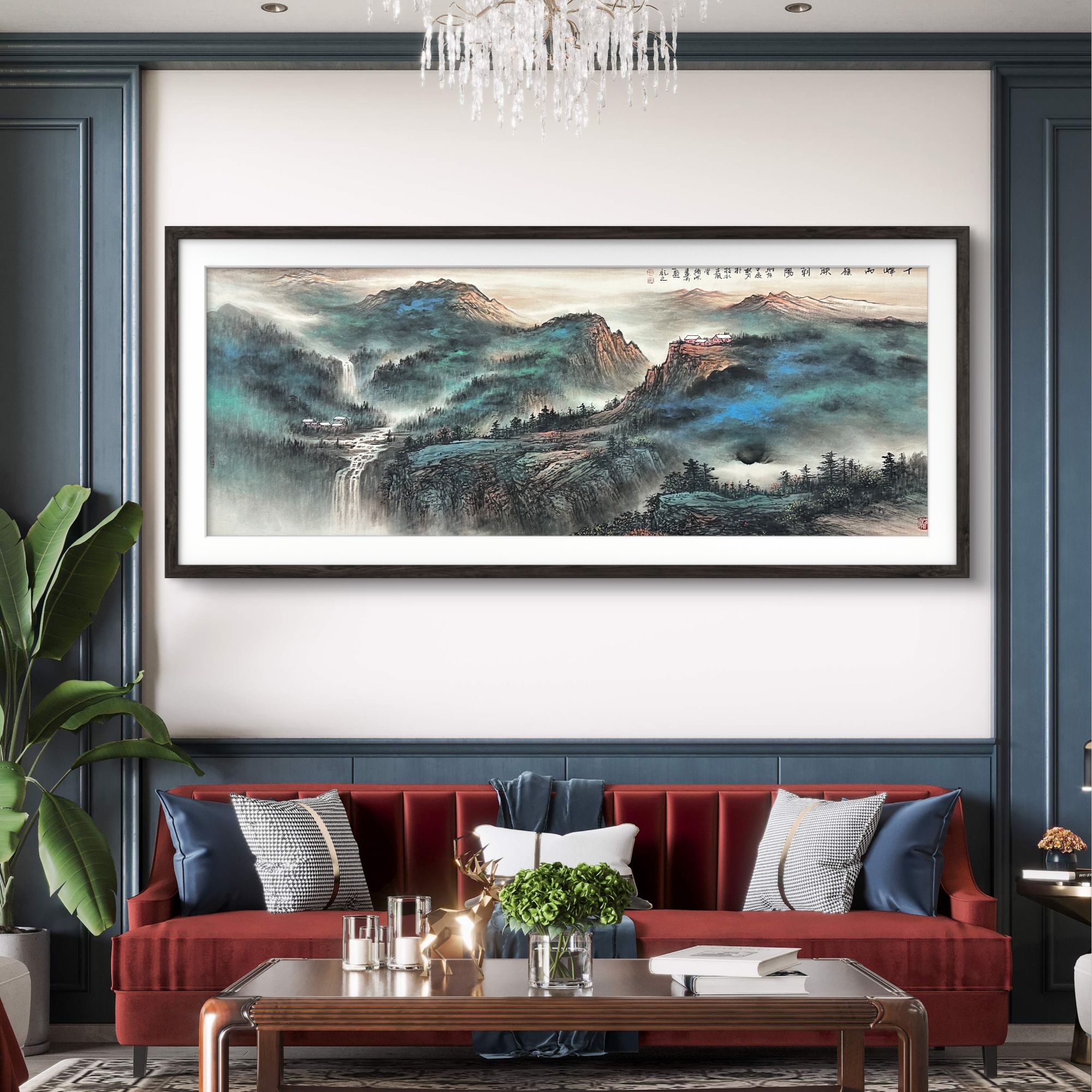 【乡宝宝书画院】张绪洪 《泼彩山水画》180x70cm 纯手绘 