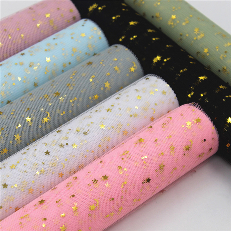 【微花宝】星月纱烫金星月纱烫金星星月亮亮片鲜花花束包装纸网纱