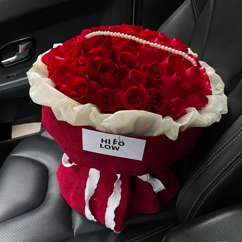【花姿材】复古丝绒布酒红色时尚布艺复古小香风包花布告白求婚花束