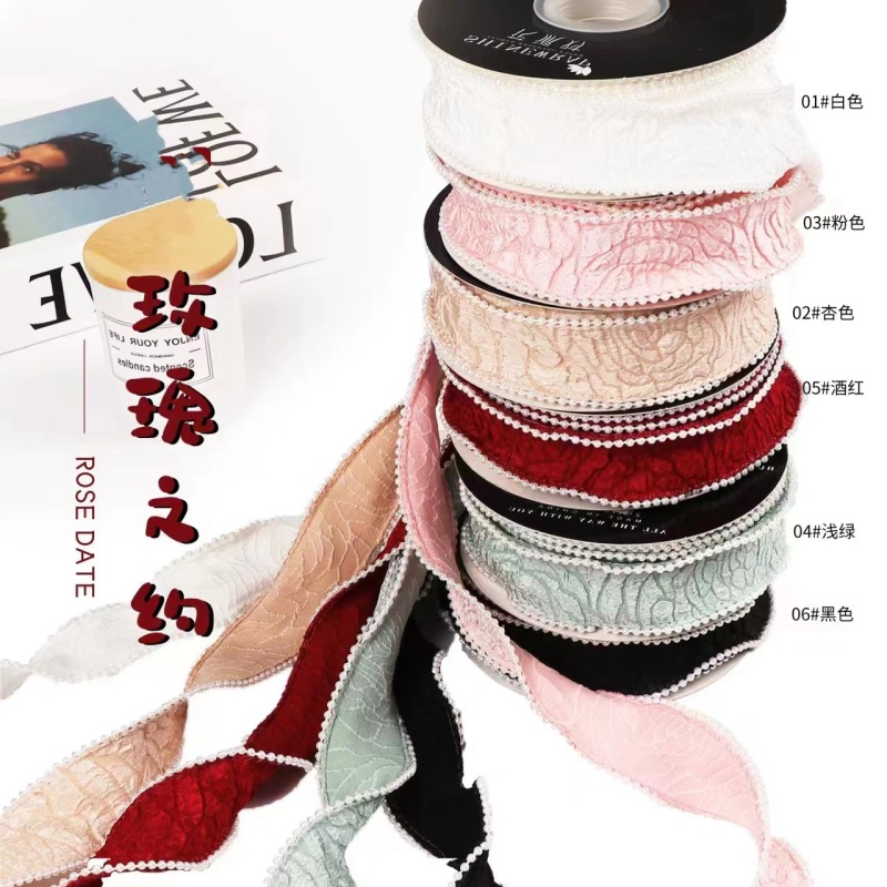 【花资材】【花姿材】4.0玫瑰之约玫瑰印花丝带鲜花礼物烘焙彩带