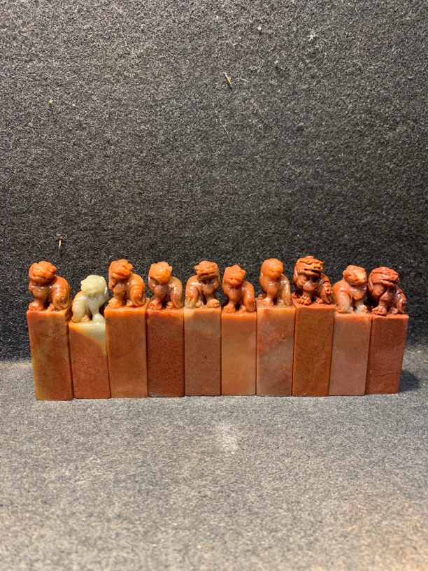 纯手工雕刻【瑞兽呈祥】印章石雕随机发货