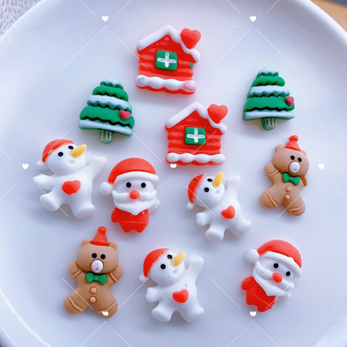 10/50个装圣诞节树脂配件diy圣诞节发夹发箍蝴蝶结材料配件装饰品