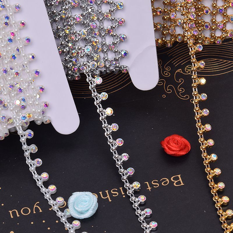 手工DIY材料 服饰鞋类饰品单边仿钻连线珠 配件钻石辅料