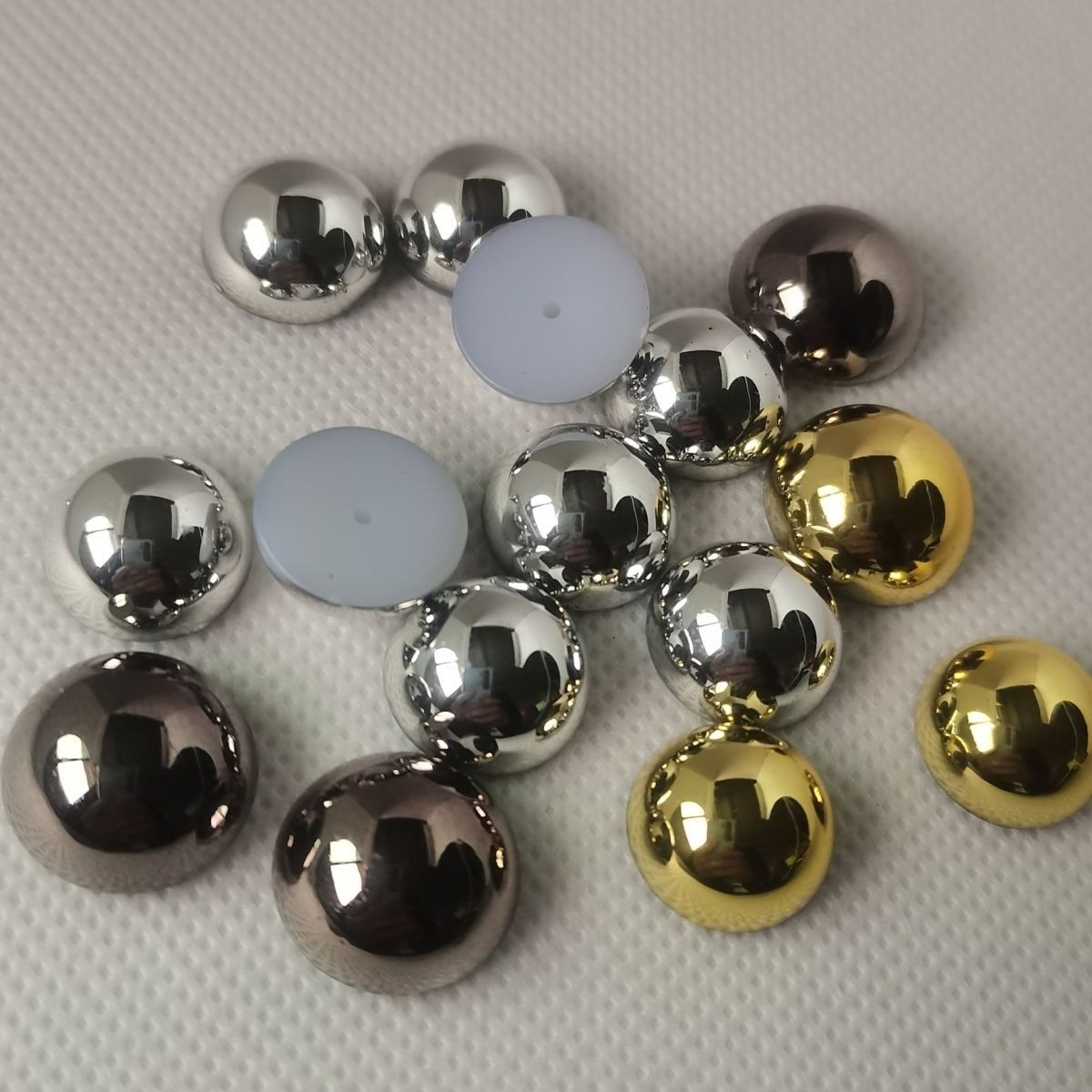 半圆仿珍珠金色银色枪黑色半面珠子diy饰品配件服装辅料电镀保色