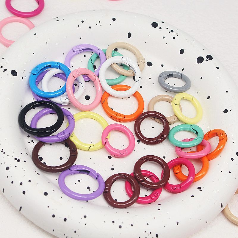 彩色金属圆形弹簧扣开口圈连接卡扣diy手机链挂件钥匙扣饰品配件
