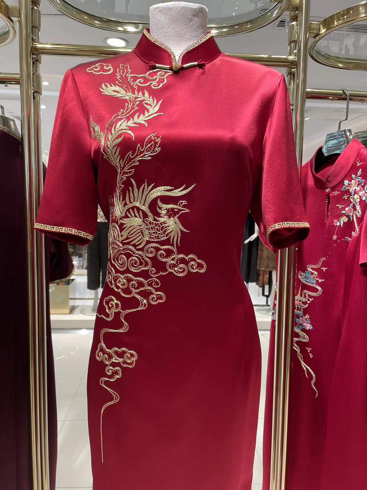 旗袍连衣裙醋酸精致刺绣气质高贵喜婆婆喜妈妈宴会婚礼敬酒喜服