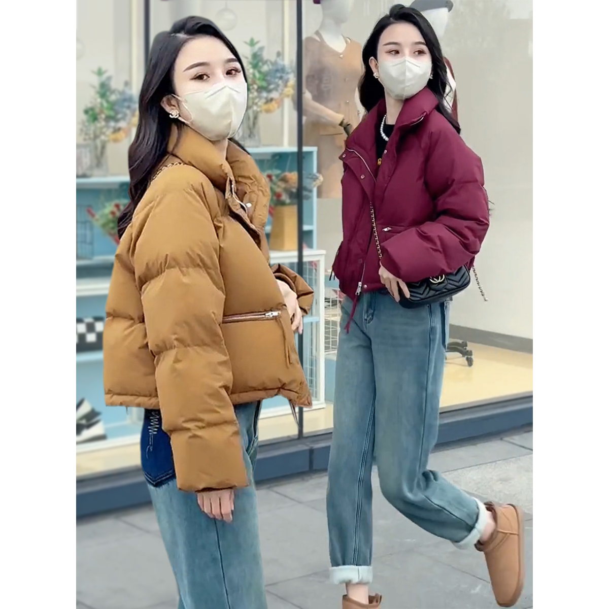 巴拉巴拉今年流行羽绒服女2023冬季新款小个子保暖面包服白鸭绒短