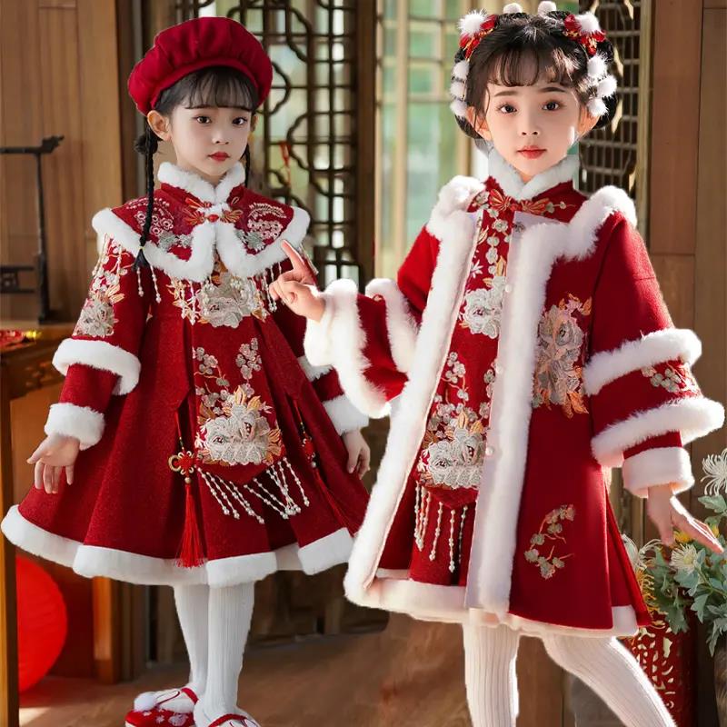 拜年服女童冬款儿童过年衣服中国风汉服喜庆套装周岁女宝礼服唐装