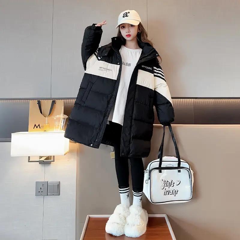 女童羽绒服2023新款冬季时髦洋气中大儿童冬装白鸭绒加厚长款外套