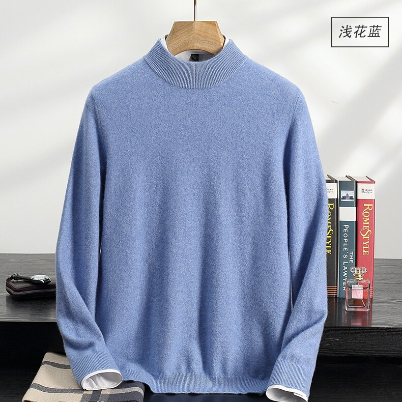 臻选濮院针织韩系简约气质轻奢山羊绒男士羊绒衫半高领休闲商务