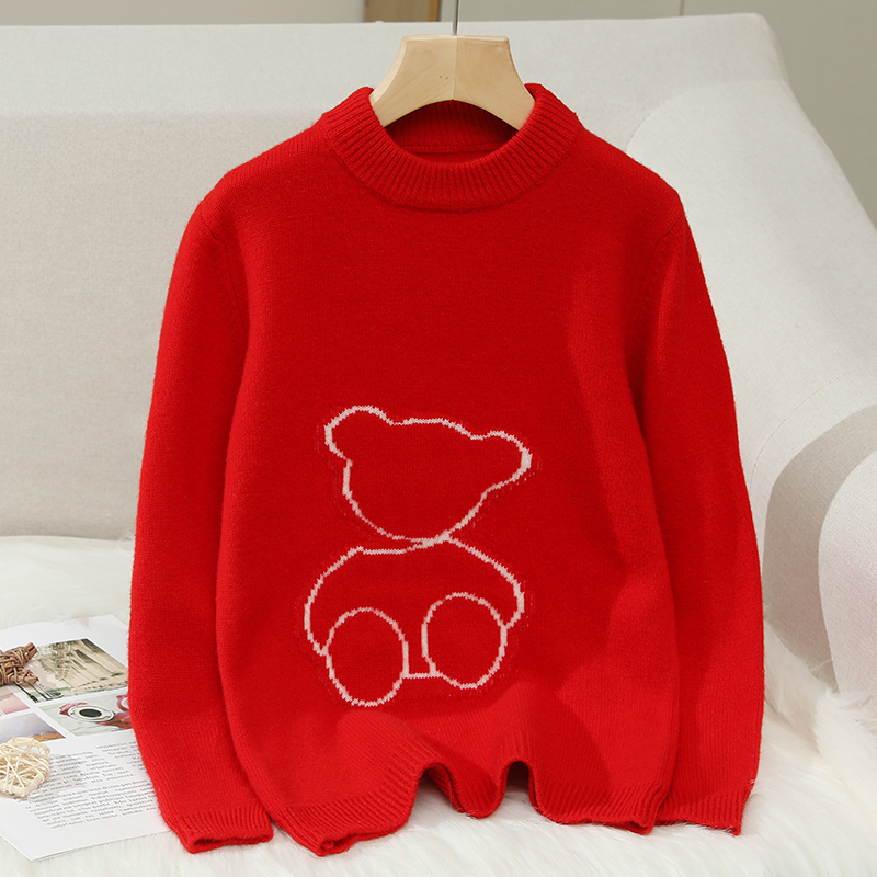 秋冬加厚儿童羊毛衫男童针织衫洋气套头半高领女童毛衣中大童宝宝