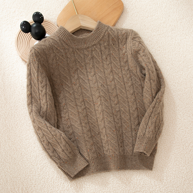 儿童山羊绒加厚绞花羊绒衫男女童针织中大童宝宝毛衣高领打底秋冬