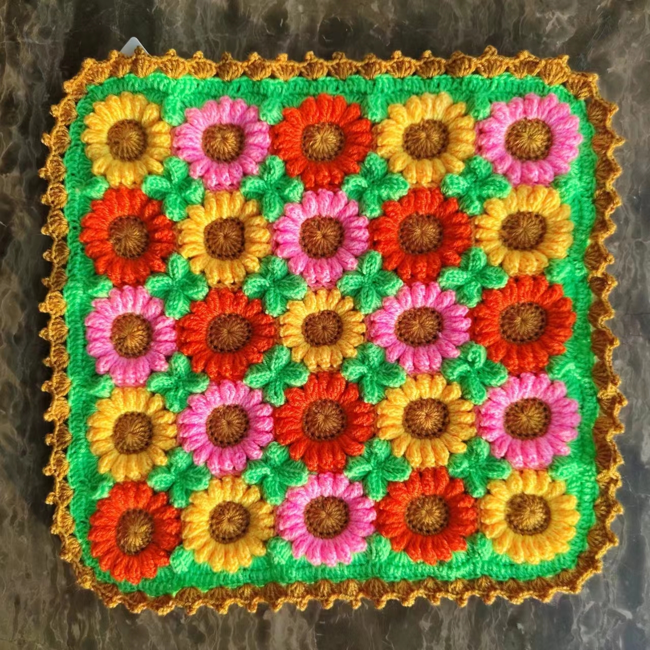 太阳花手工diy手编祖母格毯子家用毛线便携坐垫亚克力线10团线