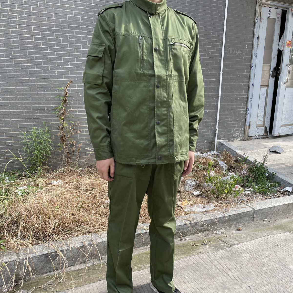 扒柒涤卡工作服冬季男士结实耐磨耐脏休闲宽松涤卡帆布长袖套装