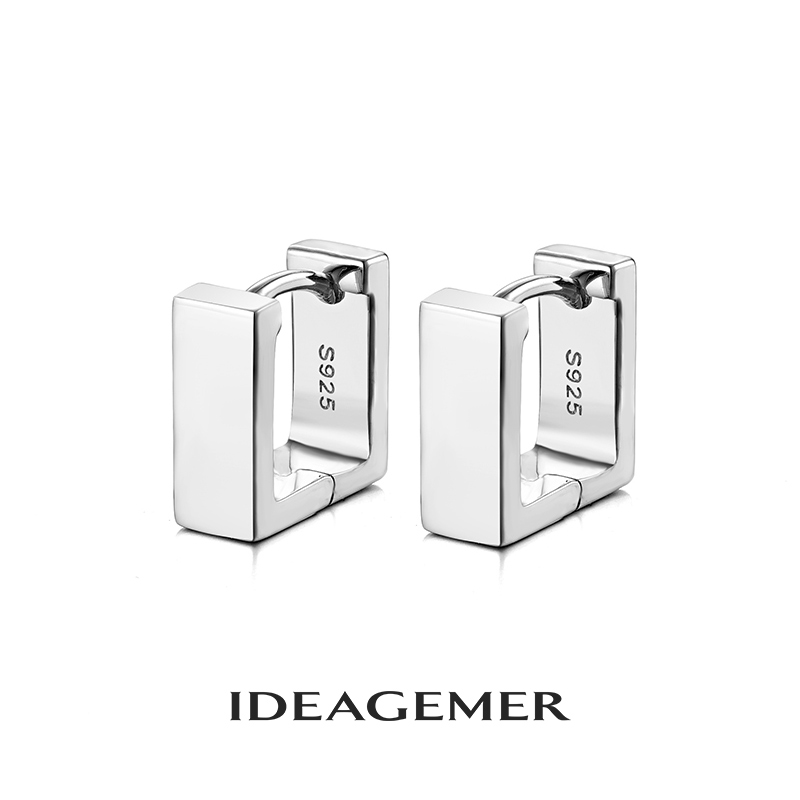 ideagemer 925银耳饰 方形耳钉男士气质冷淡风素款气质小众