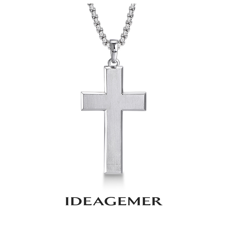 ideagemer 吊坠925银 潮男十字架吊坠男生潮高级感简约个性光面