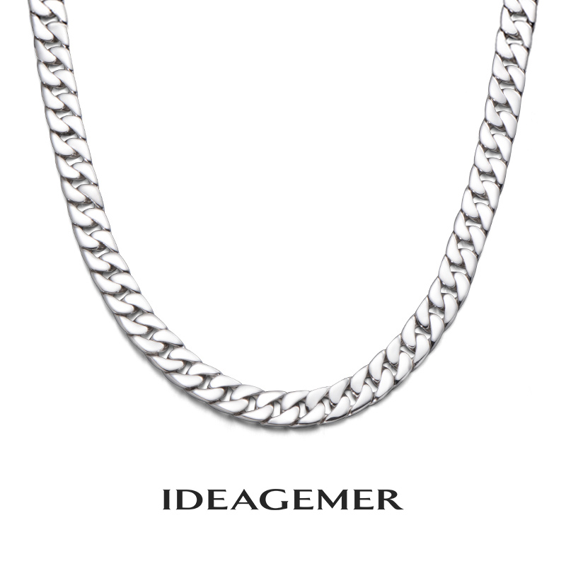 链子925银 IDEAGEMER 10mm古巴项链男小众加粗款个性潮古巴链简约