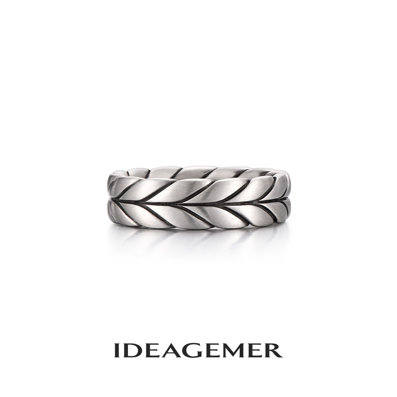 ideagemer 925银戒指 男戒指轻奢高级潮流小众纯手工拉丝个性麦穗