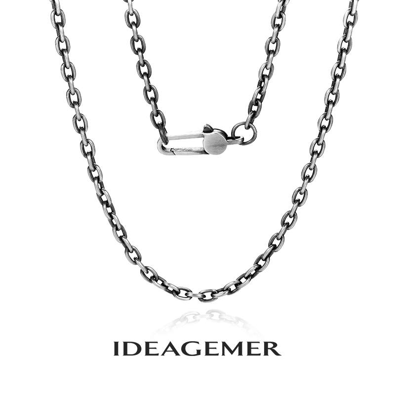 ideagemer 链子925银 3.5mm十字链项链男潮个性复古太角链锁骨链