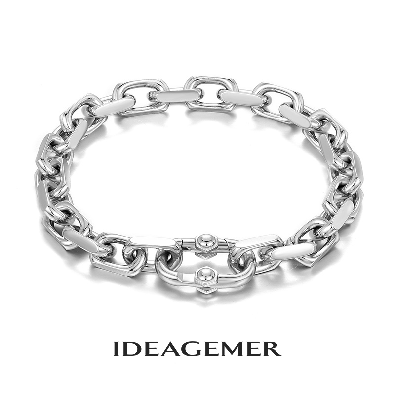 ideagemer 925银手链 7.7mm手链男士设计感小众欧美高街嘻哈