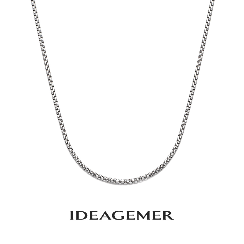 ideagemer 链子925银  2.5mm项链半圆盒子链经典百搭配链