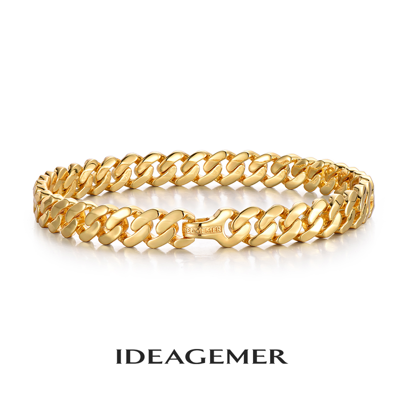 ideagemer 925银手链 金色古巴手链ins情侣款轻奢手链小众个性