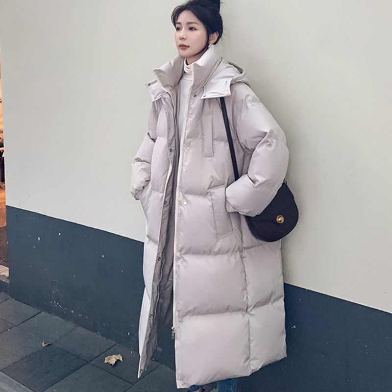 2023年新款冬装过膝加厚款棉服女长款棉衣冬季棉袄外套